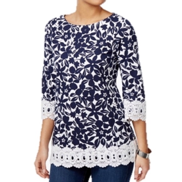 Charter Club Tops - NWT Charter Club Cotton Floral-Print Tunic